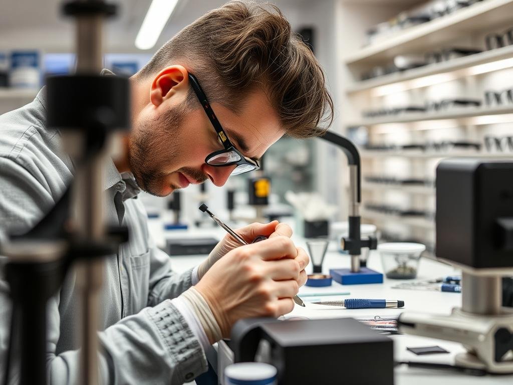 Atelier de montage de lunettes chez un opticien bordeaux