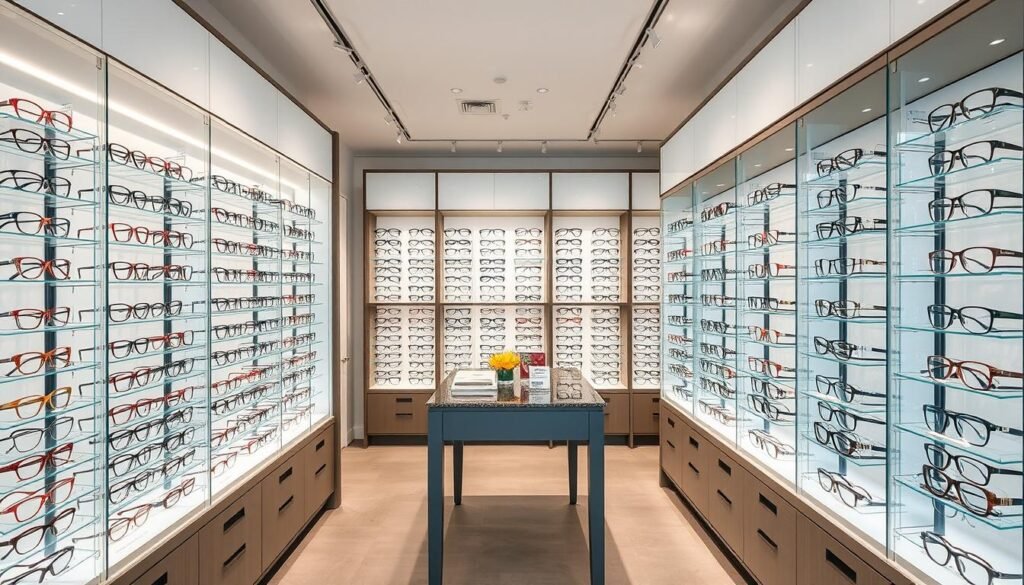 Large choix de montures chez Optikal à Lille avec présentoirs modernes