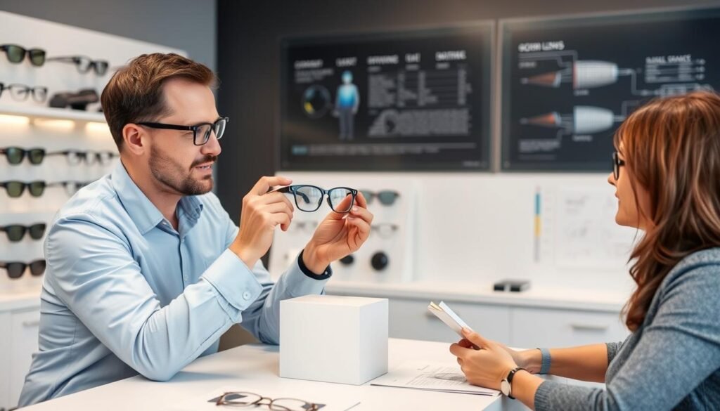 Présentation de verres progressifs chez un opticien à bordeaux