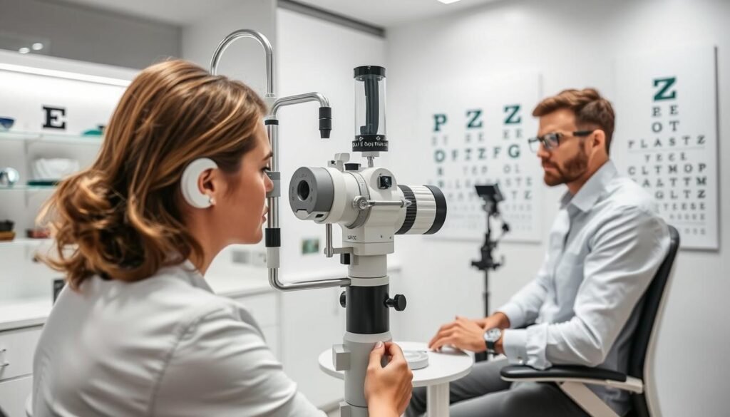 Test de vue chez un opticien à bordeaux avec équipement moderne