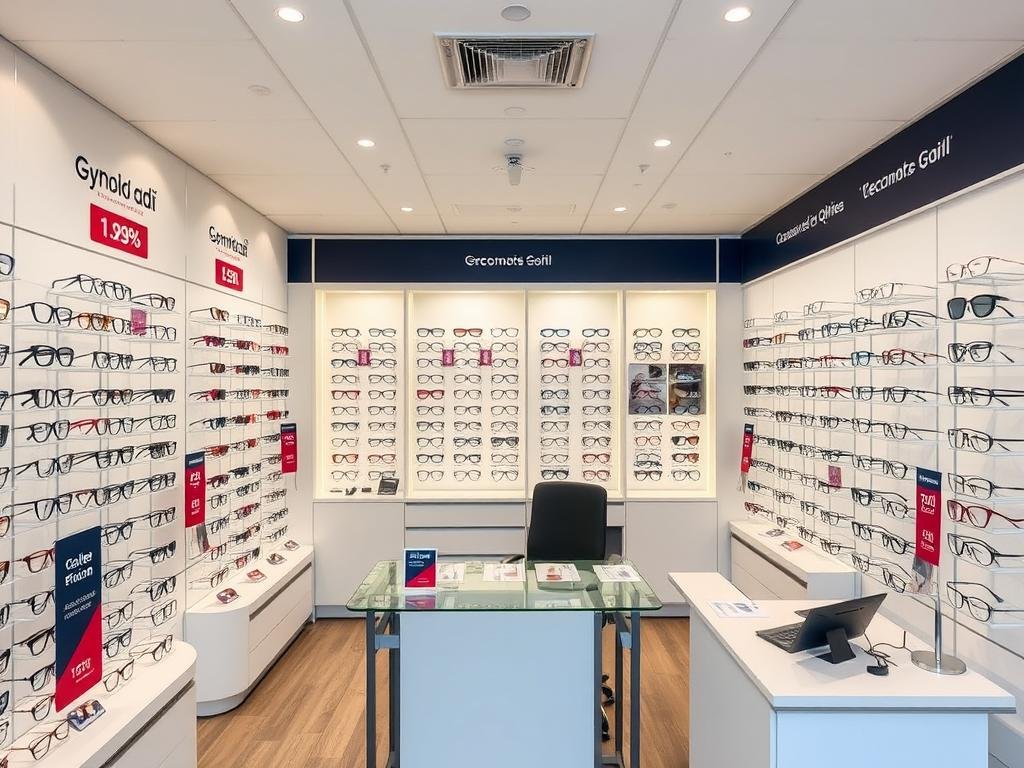 Boutique Générale d'Optique à Reims avec présentoirs de lunettes à prix accessibles