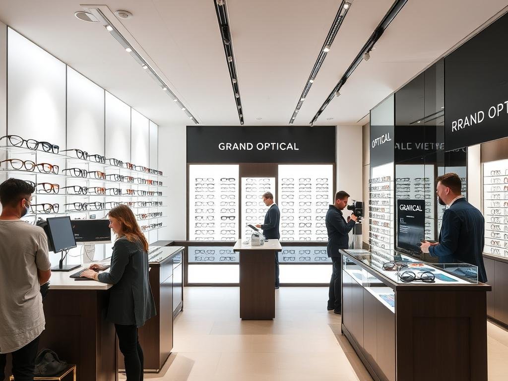 Boutique Grand Optical à Lyon 6 avec présentoirs modernes et large sélection de lunettes