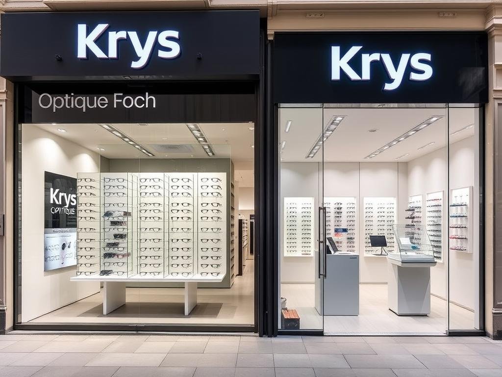 Boutique Krys Optique Foch à Lyon 6 avec large vitrine et présentoir de lunettes