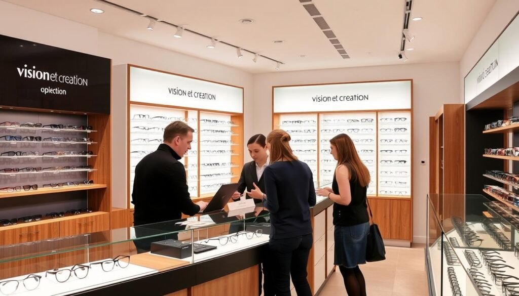 Boutique Vision et Création à Angers montrant une large sélection de lunettes de créateurs français