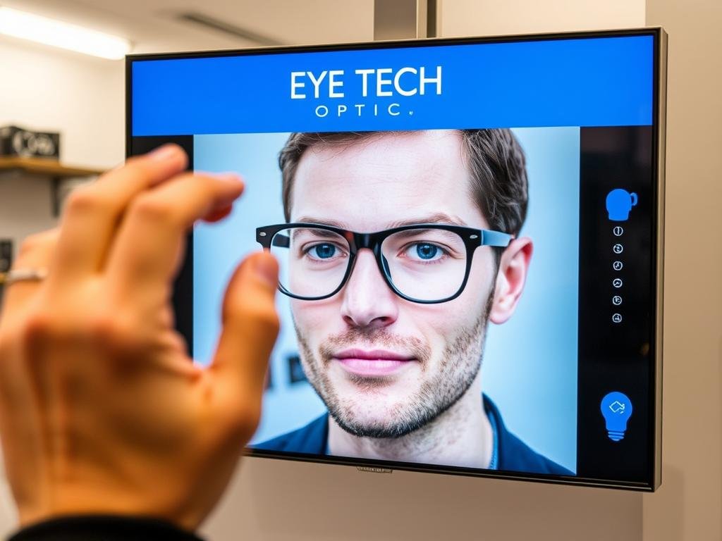 Client essayant des lunettes en réalité augmentée chez Eye Tech Optic à Strasbourg