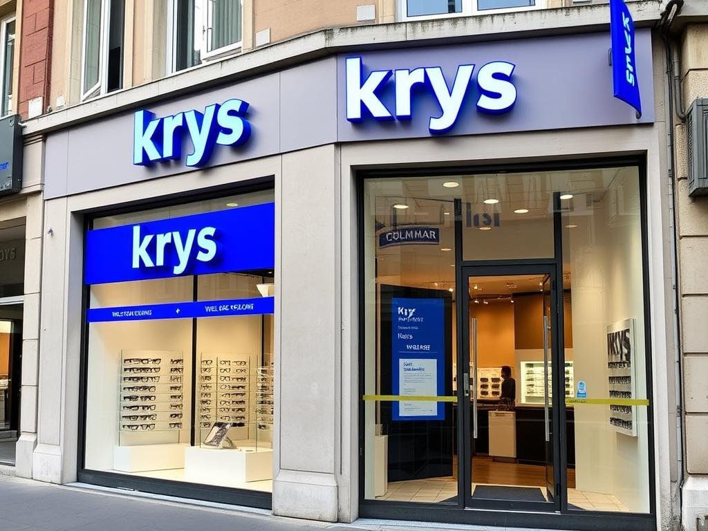 Devanture du magasin Krys à Colmar avec son logo distinctif