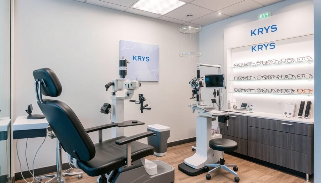 Espace d'examen de vue chez Krys Rouen avec équipements modernes