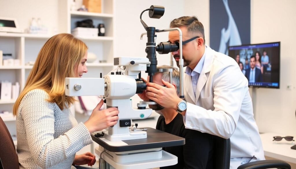 Examen de vue chez Lynx Optique Rouen avec équipement moderne