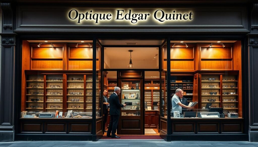 Façade et intérieur d'Optique Edgar Quinet sur le boulevard Edgar Quinet