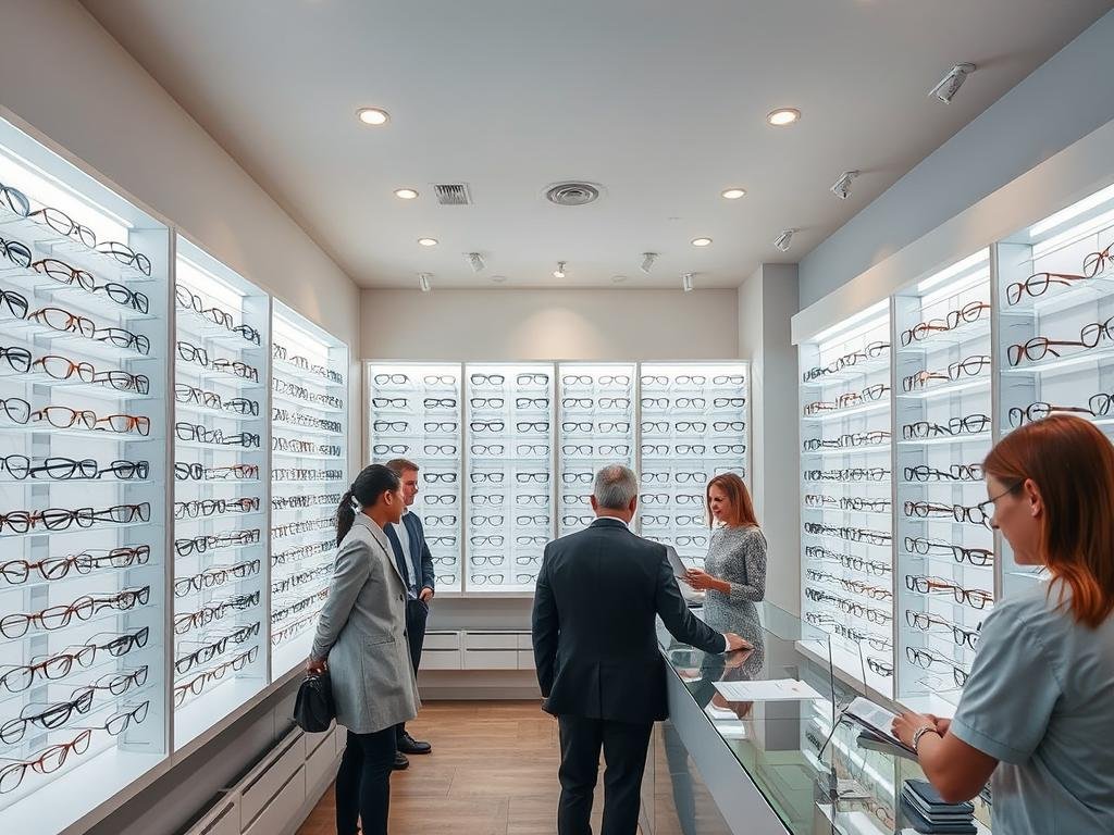Intérieur du magasin Optical Center à Colmar montrant un large choix de lunettes