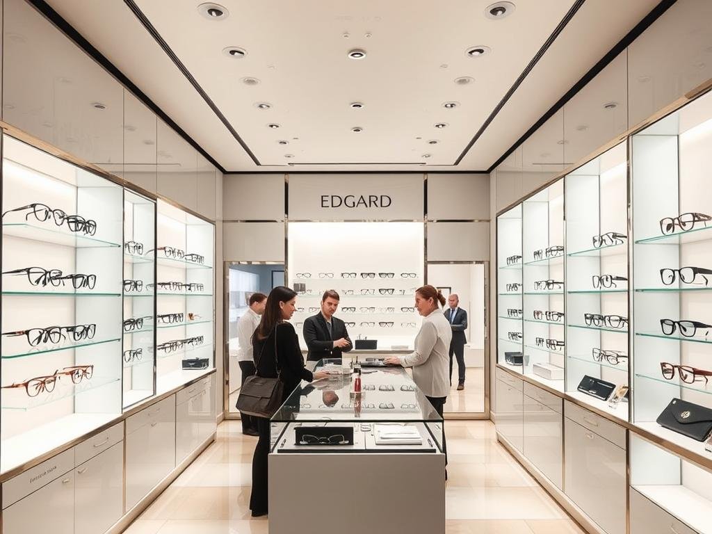 Intérieur moderne de la boutique Edgard Opticiens à Marseille