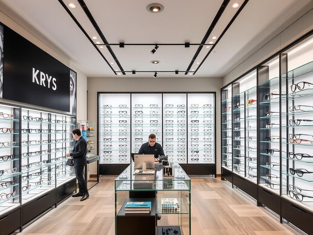 Intérieur moderne de la boutique KRYS à Metz avec large choix de montures