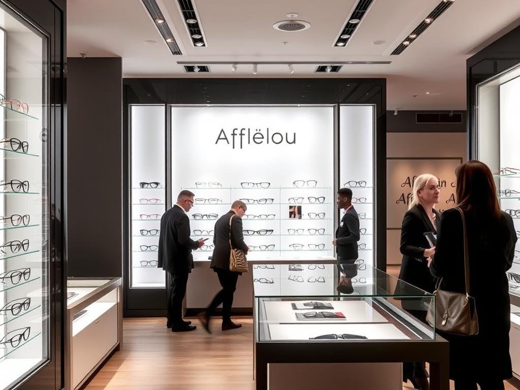 Intérieur moderne du magasin Alain Afflelou à Colmar avec présentoirs de lunettes