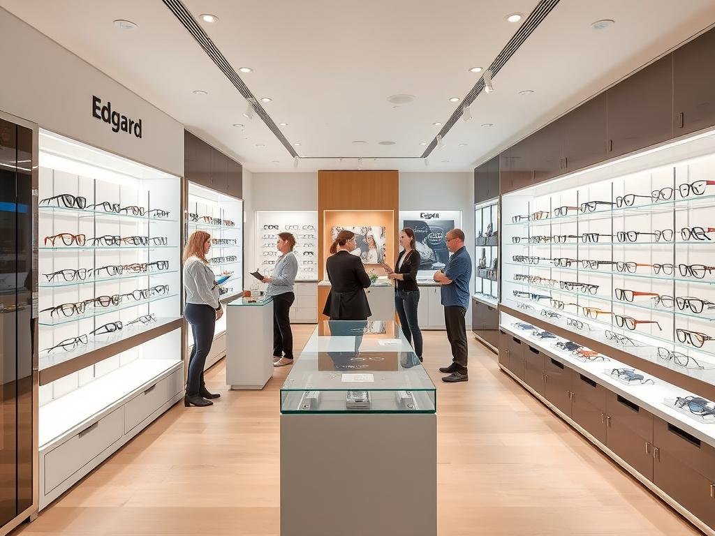 Intérieur moderne du magasin Edgard Opticiens, meilleur opticien à Caen