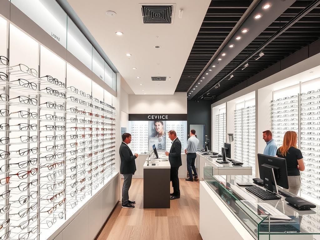 Intérieur spacieux d'Optical Center Lyon 6 avec large choix de montures