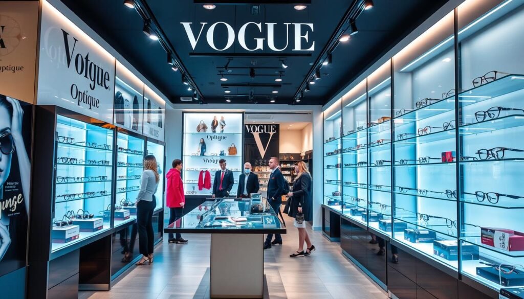 Intérieur tendance de Vogue Optique dans la rue d'Alésia à Paris 14