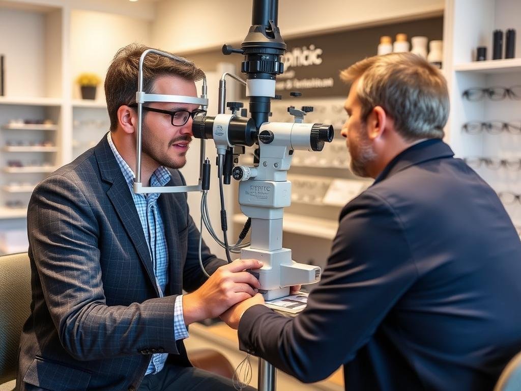 Opticien d'Optic 2000 réalisant un examen de vue à Strasbourg