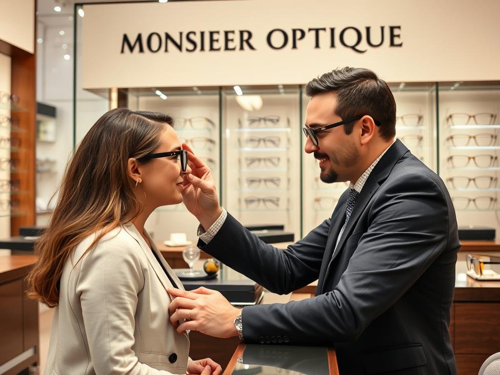 Opticien de MONSIEUR OPTIQUE à Metz conseillant un client pour le choix de lunettes