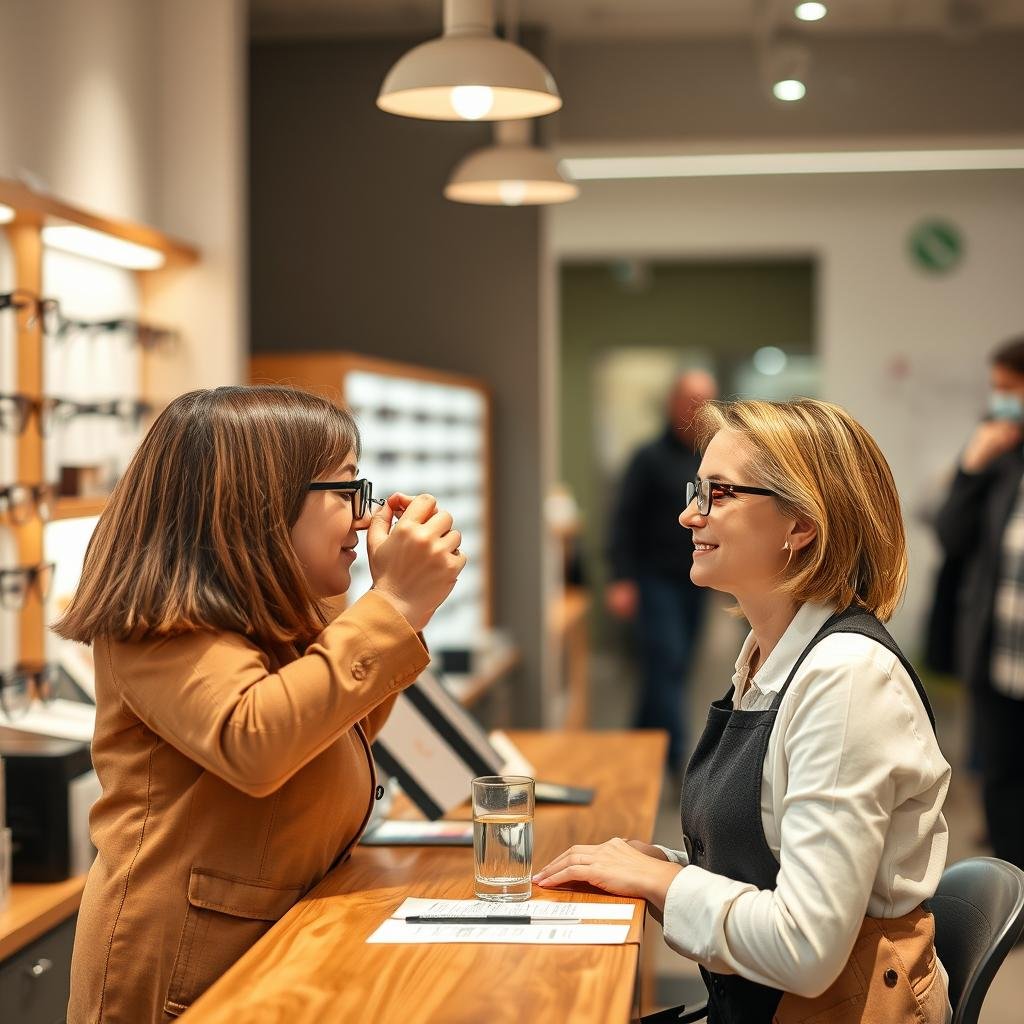 Opticien de Metz offrant un service personnalisé à un client