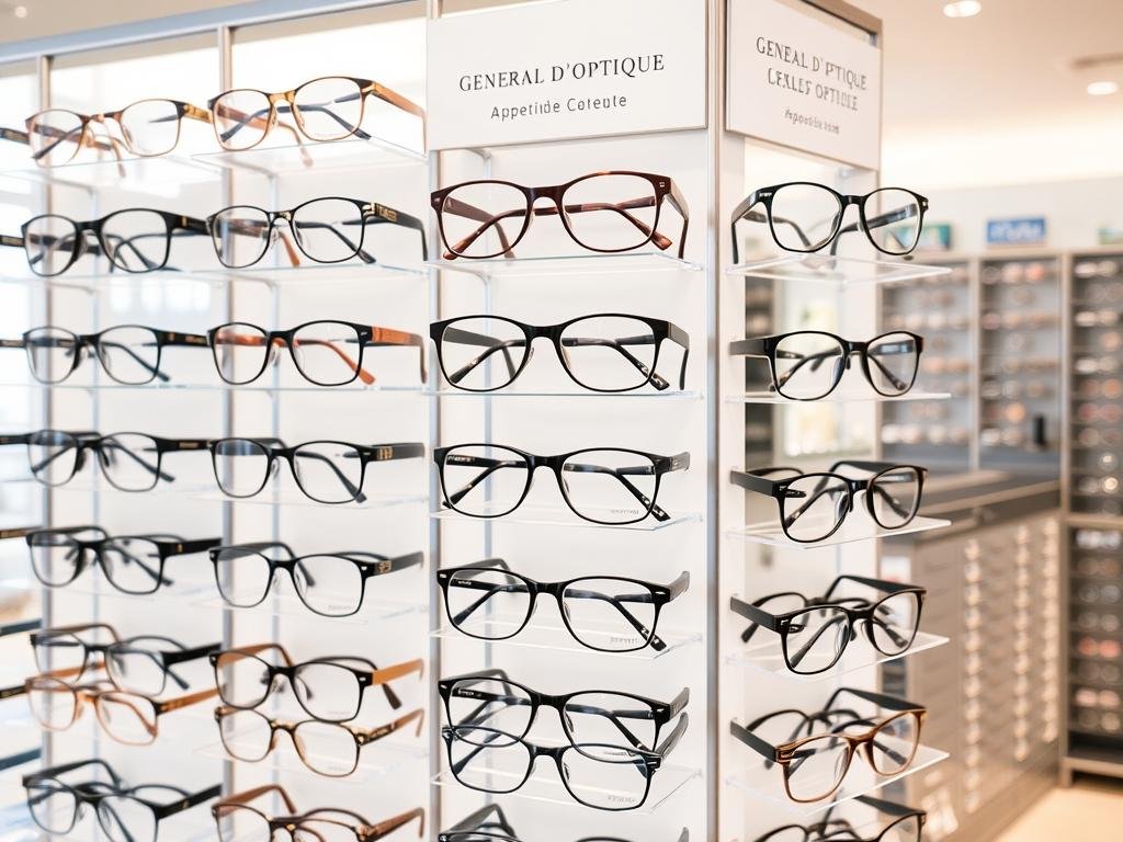 Présentoir de lunettes chez Générale d'Optique à Grenoble