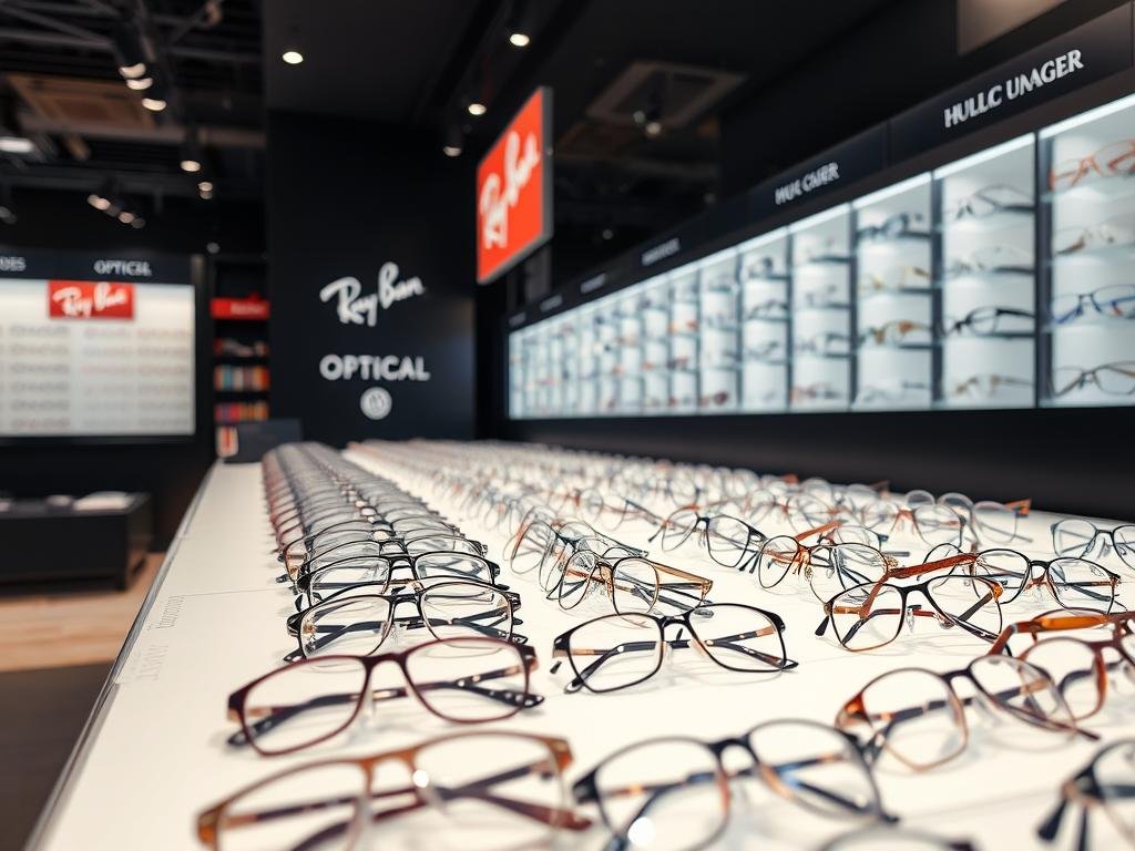 Présentoir de lunettes de marques chez Optical Center Strasbourg