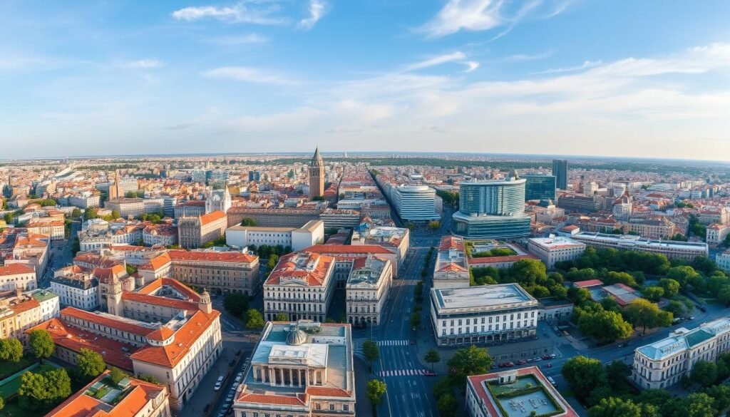 Vue panoramique de Montpellier avec ses quartiers où se trouvent les meilleurs opticiens